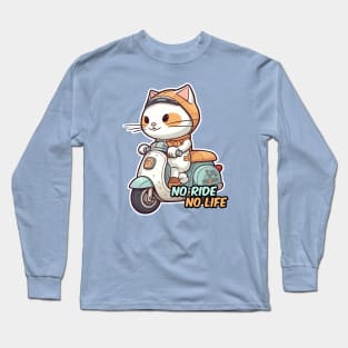 Kawaii cat riding scooter Long Sleeve T-Shirt